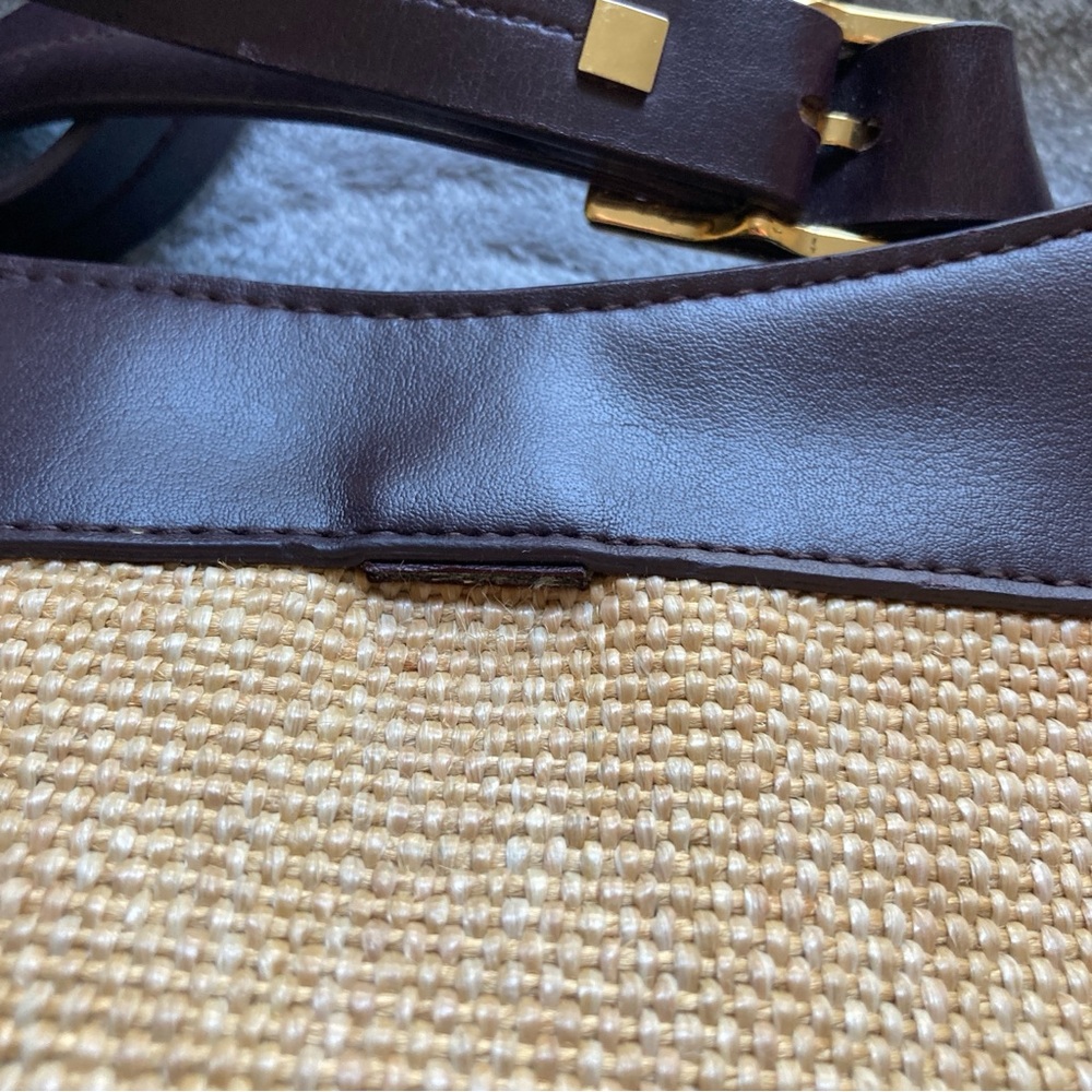 Etienne Aigner Woven Jute Baguette Shoulder Bag with Faux Leather Strap - Picture 4 of 16